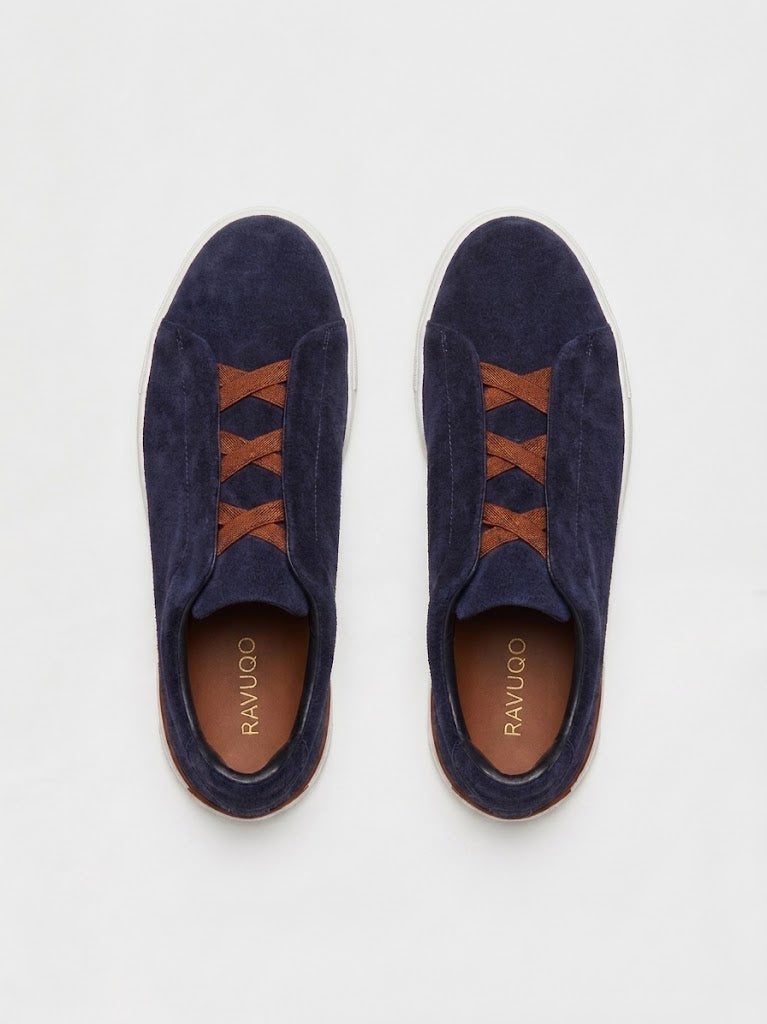 Baskets pour homme en  daim à triple couture