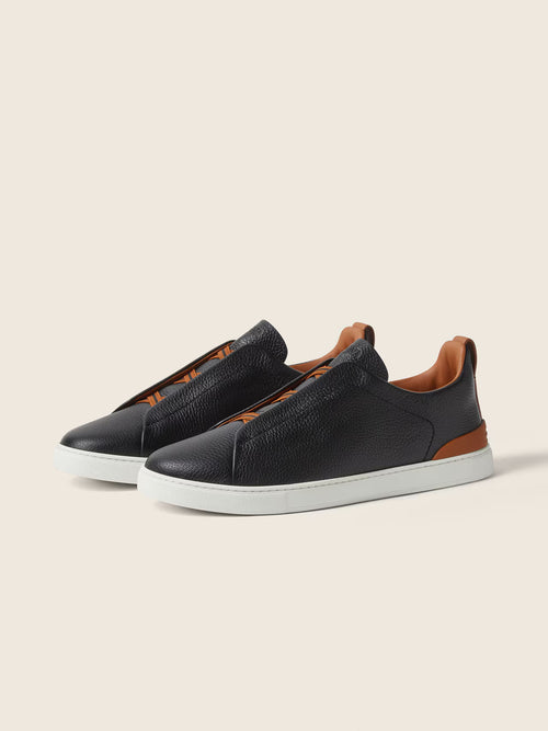 Baskets Triple Stitch en Cuir noir