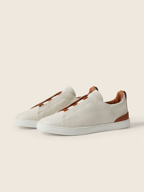 Baskets Triple Stitch en Cuir Blanche
